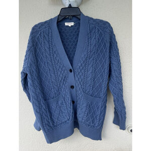Demylee New York Blue Cable Knit Button Cardigan S Preppy Academia Old Money